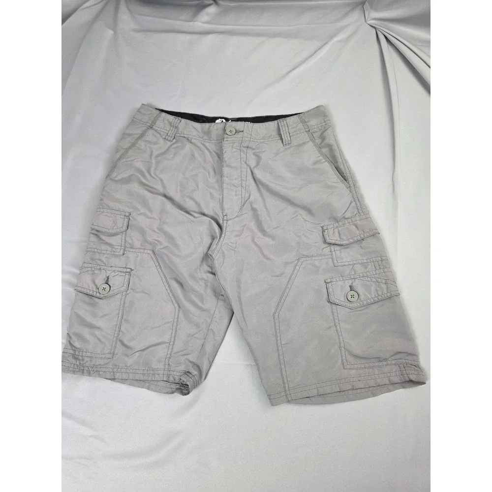Plugg Co Mens Cargo Shorts Grey Multi Pocket Utility Outdoor Size 32